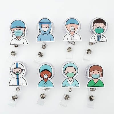 Cartoon retractable easy-to-pull buckle Doctor Nurse Badge work certificate lanyard card clip easy to pull special-shaped logo