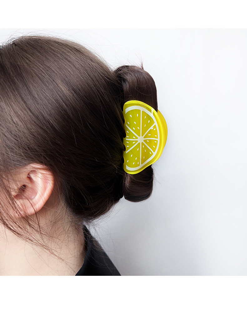 Berphia Creative Fruit Lemon Grab Clip Acrylic Hair Accessories Hair Grab Head Hairpin Korean Shark Clip Wholesale_voghion.com