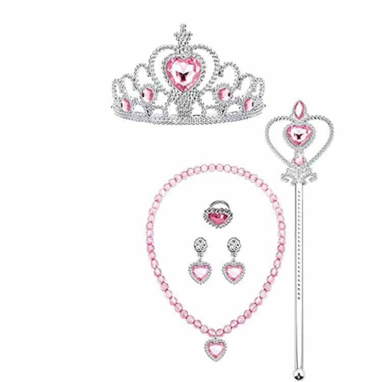 Factory spot Princess Elsa Beauty and the Beast Clothing Accessories Magic Wand Crown Necklace Earrings Ring Set