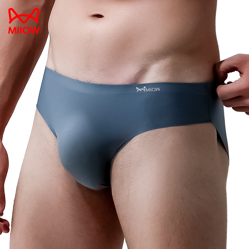 Catman Men's Underwear Ice Silk Seamless Briefs Summer Breathable Quick-drying Shorts Transparent Ultra-thin Sexy Men's Underwear