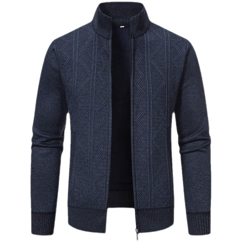 2023 foreign trade autumn and winter men's fashion trendy sweater sweater zipper stand collar casual thickened cardigan coat