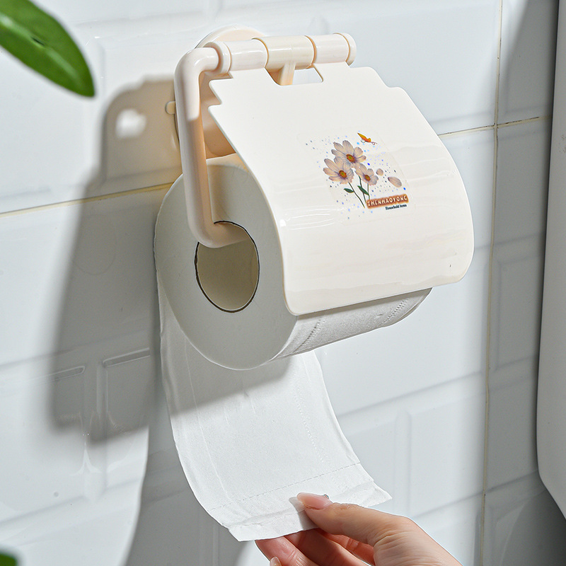 Toilet punch-free waterproof roll paper holder bathroom wall-mounted anti-gray towel storage rack storage and finishing factory direct supply