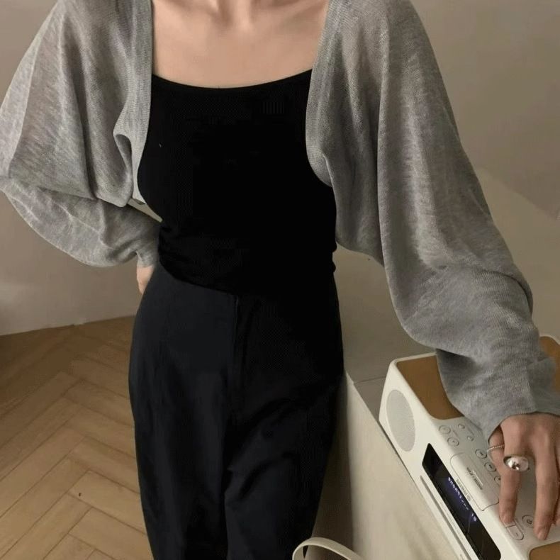 French style small waistcoat ice silk knitted sunscreen cardigan women's thin shawl summer with suspender skirt outer top blouse