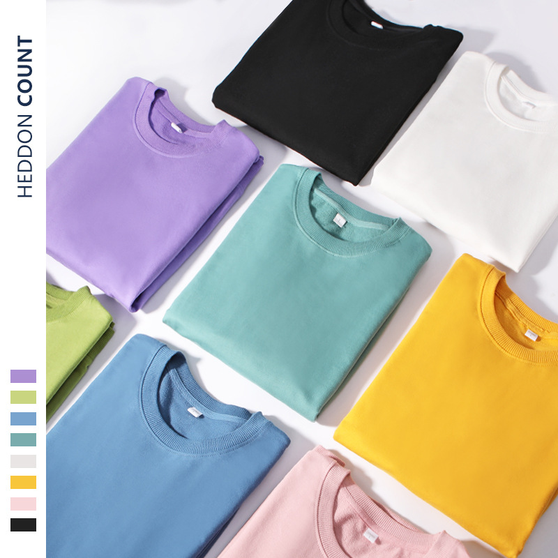 Spring and Autumn solid color round neck Terry sweater men's and women's printed logo work clothes class uniform long sleeve pullover sweater wholesale