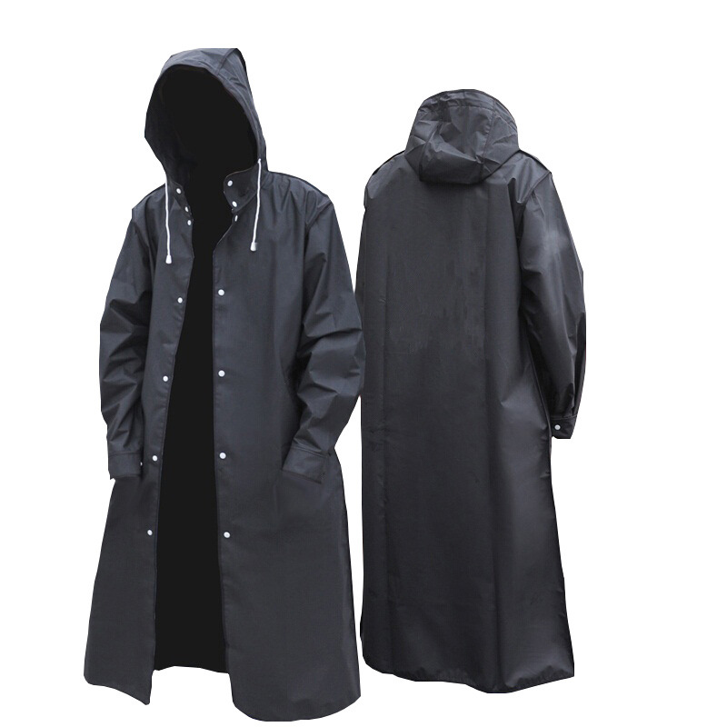 EVA Windbreaker Foreign Trade Cross-border Raincoat Men's and Women's Outdoor Integrated Extra Large Long Thickened Black and White Poncho Rain