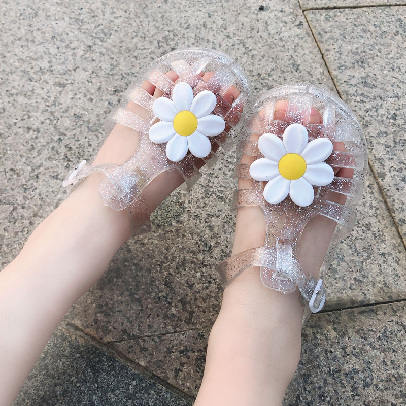 Spring and Autumn New Men's and Women's Middle and Small Children's Cave Shoes Baotou Jelly Crystal Fisherman Baby Roman Chrysanthemum Sandals