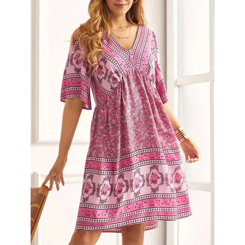 2023 Summer New European and American Cross-border Independent Station Amazon Hot Selling Women's Vacation Ethnic Style Dress