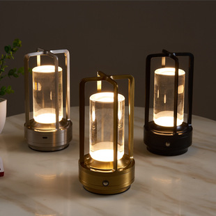 Light luxury atmosphere night light retro charging touch dimming decorative table lamp decoration wine bar camping atmosphere lamp
