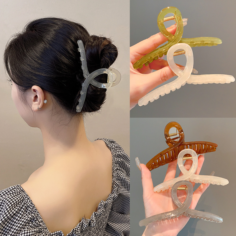 Korean Acrylic Hair Clip Girl's Oversized Hair Clip Elegant and Elegant Shark Clip Back Head Hairpin Headwear