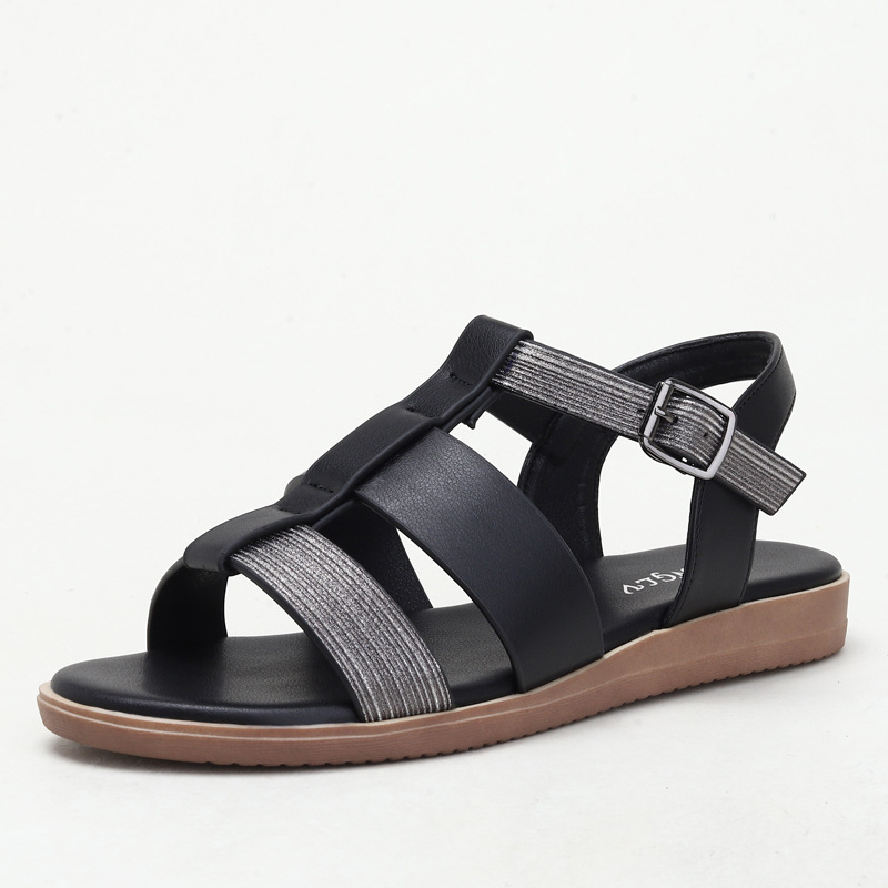 Foreign Trade Fashion Roman Shoes Hollow Summer New Beach Rhinestone Open Toe Flat Sandals 1477-16