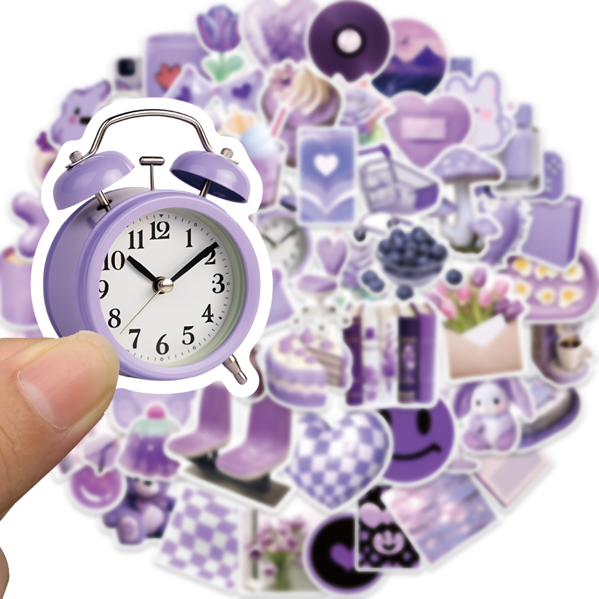 56 cartoon purple simple style graffiti stickers personalized decorative guitar notebook luggage DIY waterproof batch