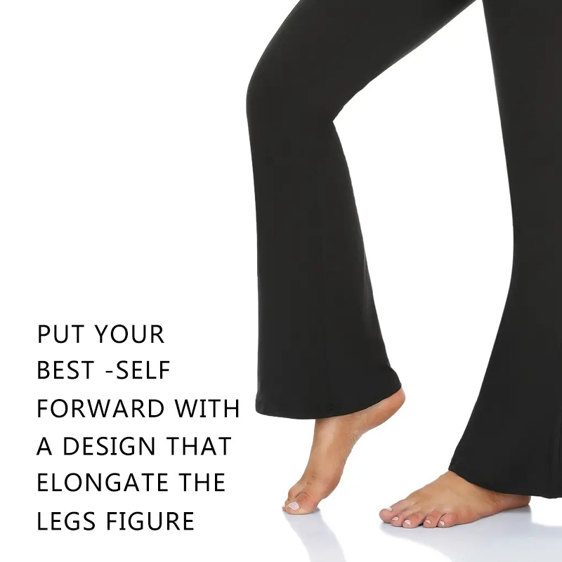Cross-border Hot Selling European and American Women's Yoga Fitness Wear Yoga Trousers Women's Sports Casual Trousers Cross Waist Flare Pants