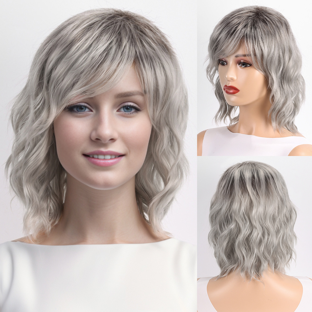 Piiriülesed Euroopa ja Ameerika moeparukad naistele kohevad esiletõstmised gradientlühikesed keemilisest kiust täispea parukad tehase hulgimüük_voghion.com