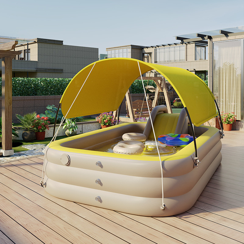 Children's automatic inflatable swimming pool thickened sunshade baby swimming bucket foldable swimming pool paddling pool inflatable ball pool
