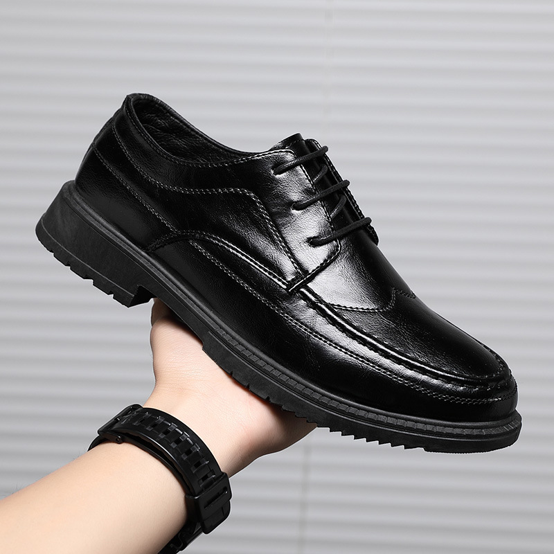 Winter Casual Leather Shoes Men's Business Dress Black Bridegroom Wedding Shoes Young British Pointed Suit Small Leather Shoes