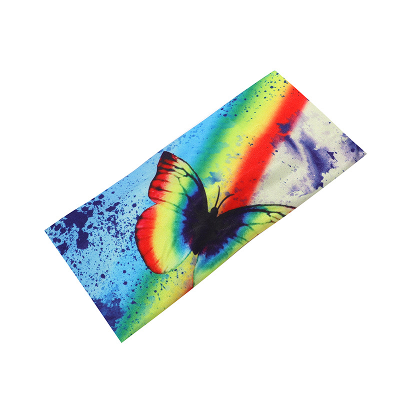 Factory wholesale European and American cross-border fashion printing wide-brimmed sweat-absorbent cross-hair band yoga fitness hair sports headband