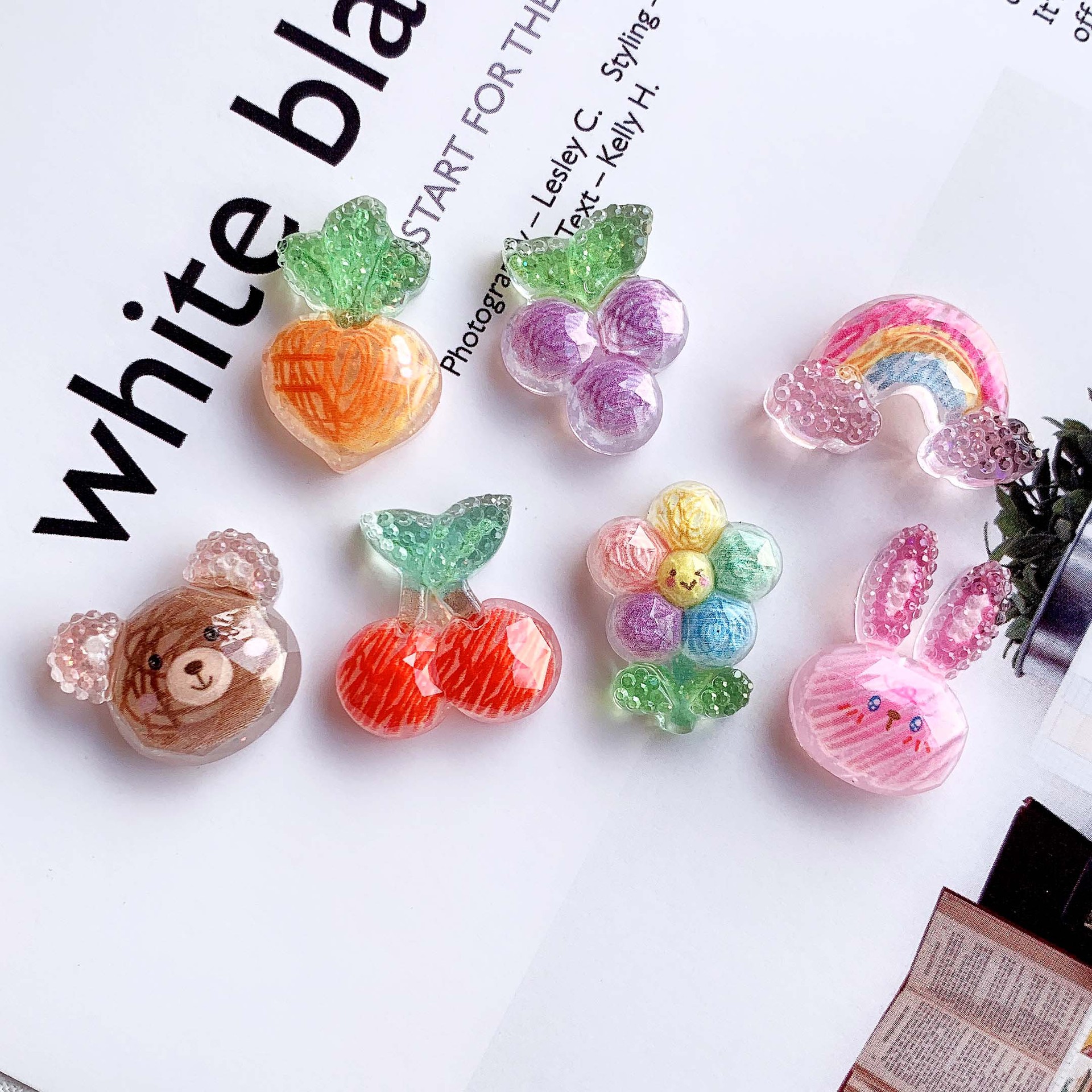 Glitter sequins sunflower cut surface hand-painted rainbow AB glue accessories diy cream glue phone case hair clip material