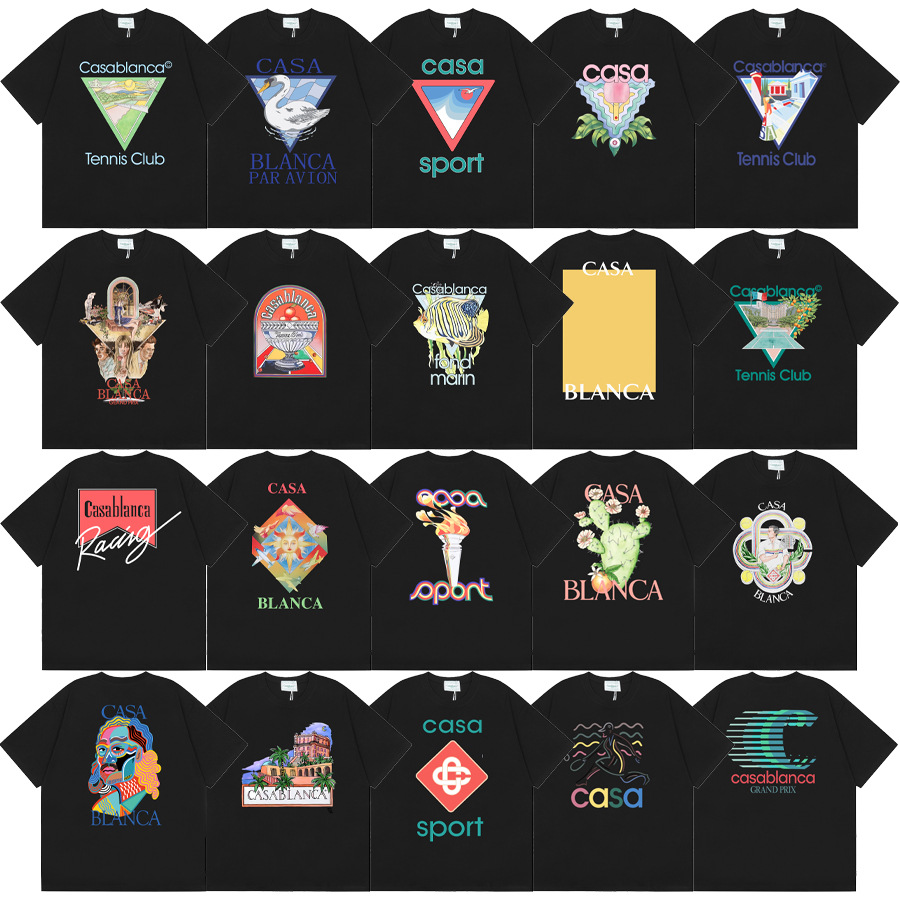 Casablanca Summer New Casablanca LOGO Print Men's and Women's Loose Short-sleeved T-shirt Trendy