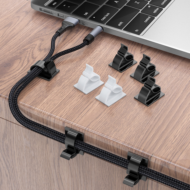 Factory Direct adjustable data cable plastic clamp car office charging cable mouse desktop self-adhesive wire holder