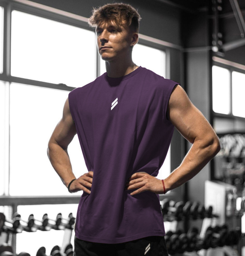 GYM Summer Fitness Sports Vest Men's Breathable Moisture Absorption Loose Training Sleeveless Quick-drying Waistcoat Short-sleeved Fitness Clothes
