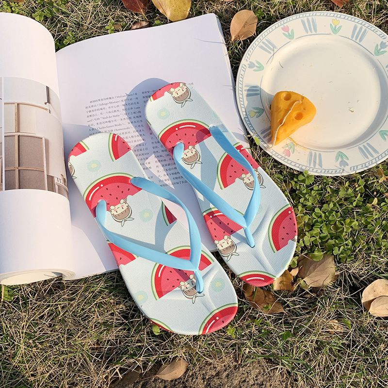 Flip-flops Women's Summer Casual Outerwear Simple Fruit Cartoon Lightweight Soft Bottom Flip-flops Beach Sandals