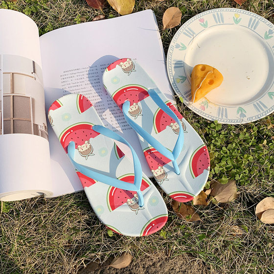 Flip-flops Women's Summer Casual Outerwear Simple Fruit Cartoon Lightweight Soft Bottom Flip-flops Beach Sandals