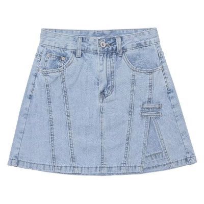 Denim Short Skirt Women's Skirt Pants Summer 2023 New Spring and Autumn High Waist Small A- Line Pants Hip Half Skirt