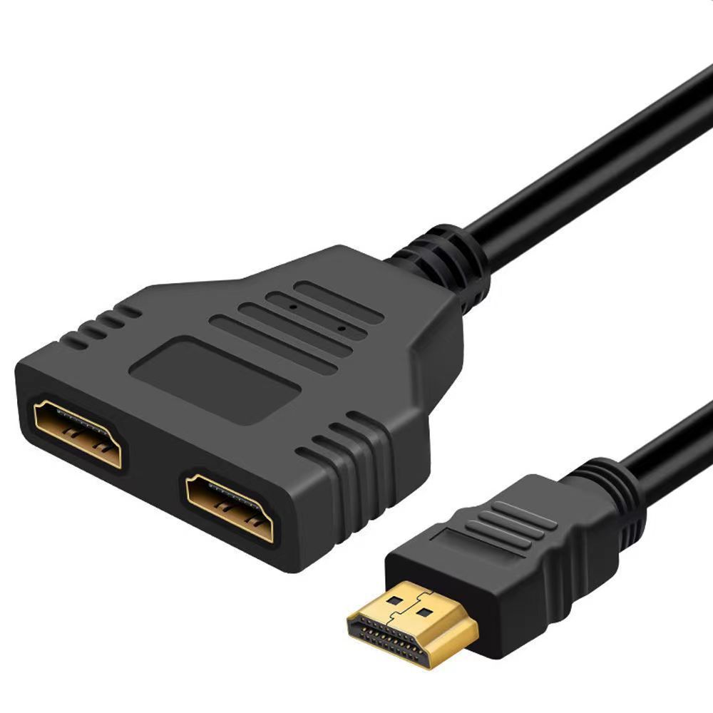 金メッキインターフェースhdmi一分二線1/2ハイビジョン変換線hdmi3d 1.4版公転双母変換器