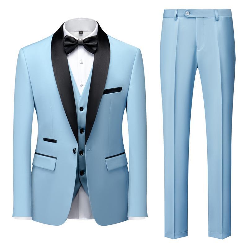 2023 new men's suit suit green collar stage suit dress host performance bridegroom best man three-piece suit