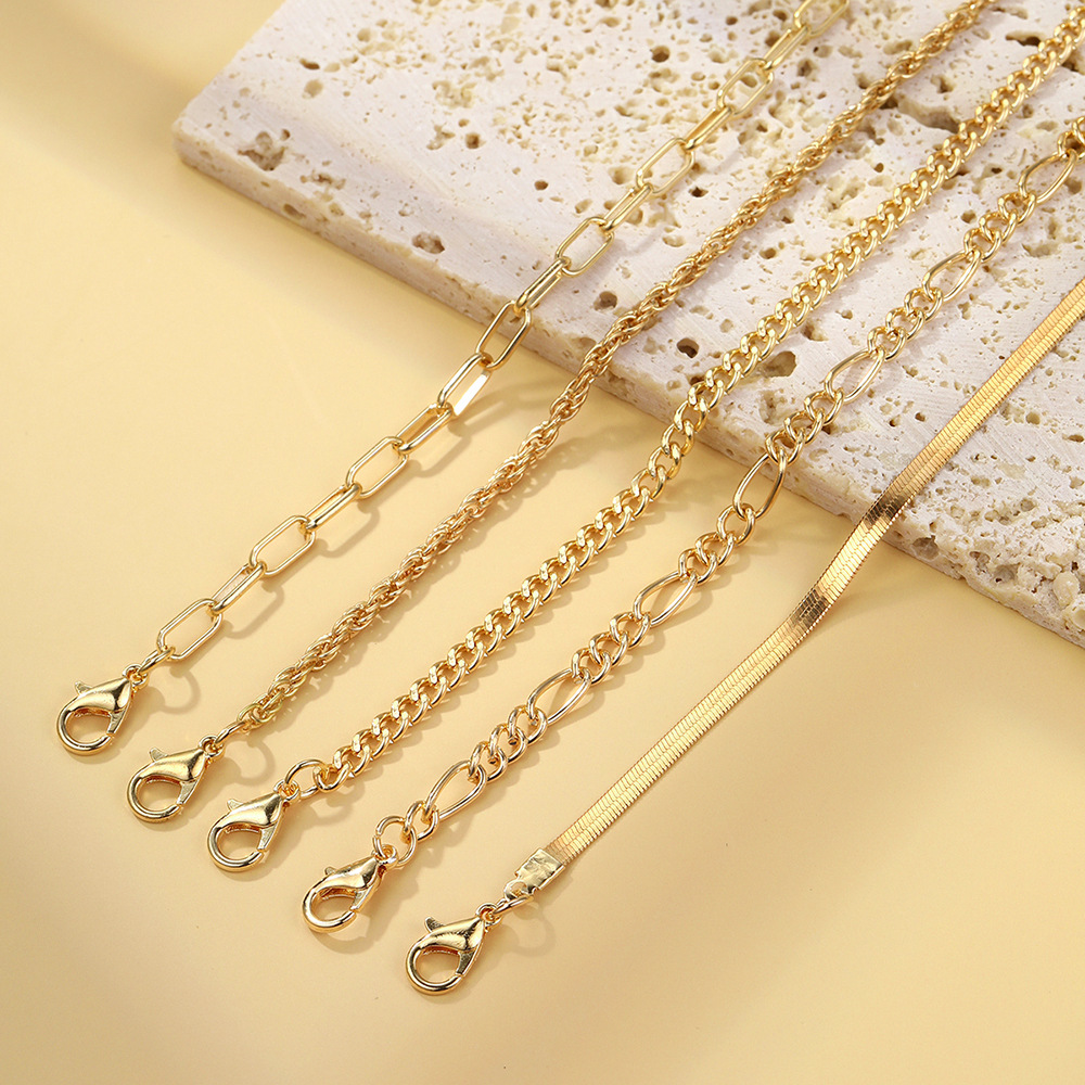 new thick chain personalized bracelet creative simple multi-layer snake bone chain bracelet suit 5-piece set_voghion.com