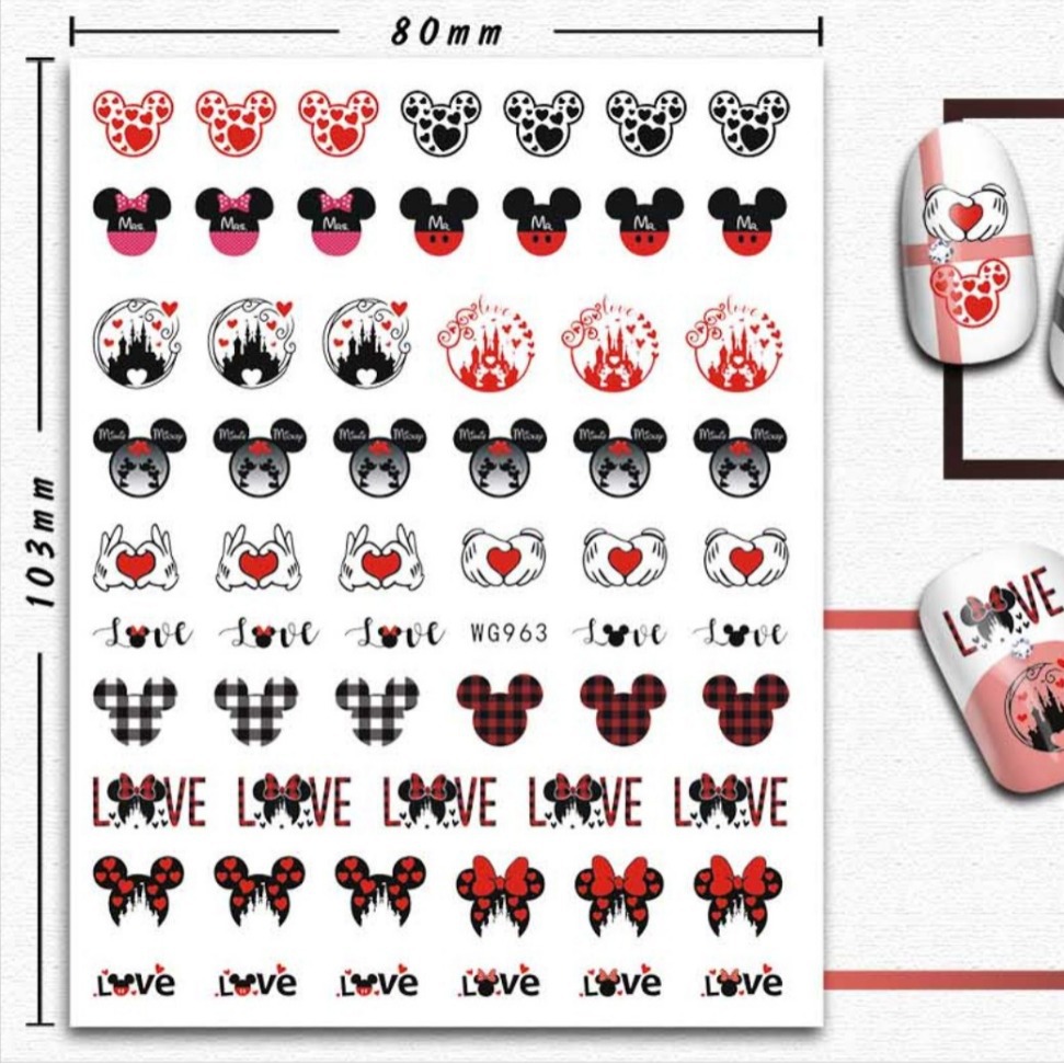 Mickey Valentine's Day Nail Art Stickers Cross-border E-commerce Jewelry Mickey Valentine's Day Nail Art Stickers WG961-968