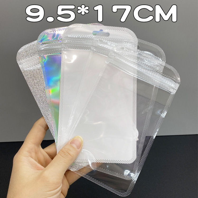 New 9*17 Plastic Self-sealing Pocket Translucent Collarbone Bag White Pearlescent Yin and Yang Bag Beauty Jewelry Packaging Bag