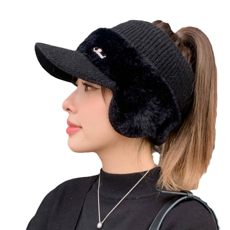 Warm Winter Knitted Baseball Cap Women Thickened Outdoor Cycling Cold Protection Ear Protection Duckbill Autumn/winter Season