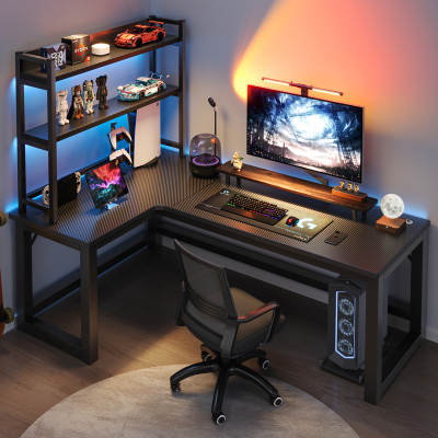 Corner E-Sports Table Double Computer Table Desktop Home Desk Bookshelf Combination Bedroom Desk Writing Desk Game