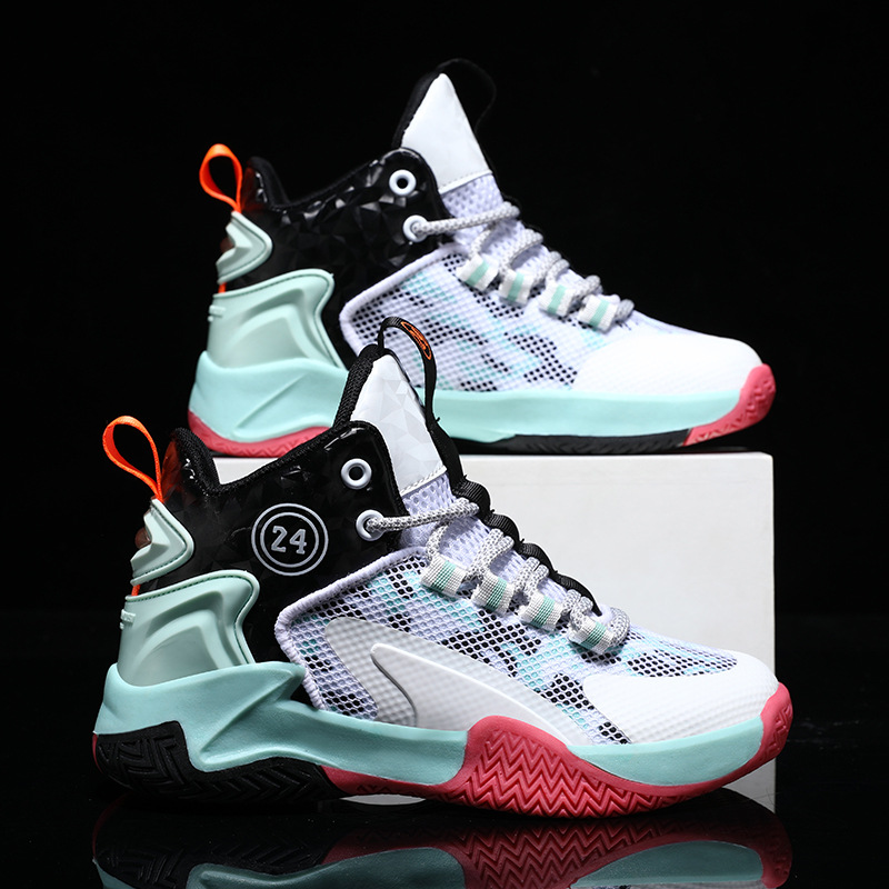 Children's Basketball Shoes 2024 Spring and Autumn New Korean Style Boys Middle sneaker Non-slip Middle and Big Boys Running Shoes