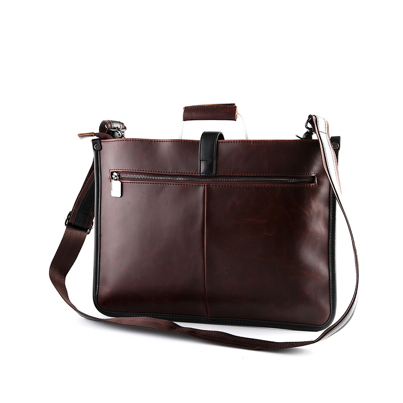 Men's Casual Shoulder Crossbody Trendy Bag Crazy Horse Leather Men's Bag Retro Handbag Classic Simple Atmospheric File Bag