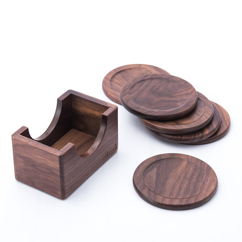 Black Walnut Simple Coaster Japanese-style Heat Insulation Mat Household Solid Wood Coaster Desktop Heat Insulation Mat Wooden Household Tea Mat
