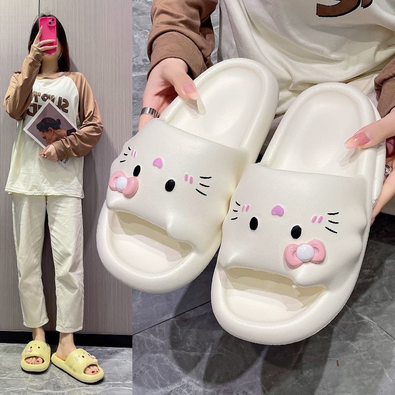Non-slip Cartoon Kitten Kitten Cute Indoor Summer Ladies Slippers Home Soft Bottom Girl Summer