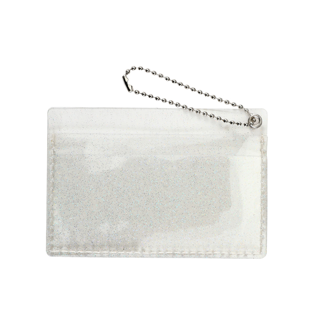 Summer PVC shiny double card transparent card holder ins girl Korean style bus card holder student meal card holder