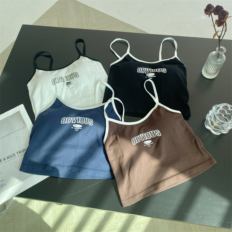 Summer New Camisole Letter Print Girl's Outer Wear Inner Top Chest Wrapped Hot Girl Sports Short Top