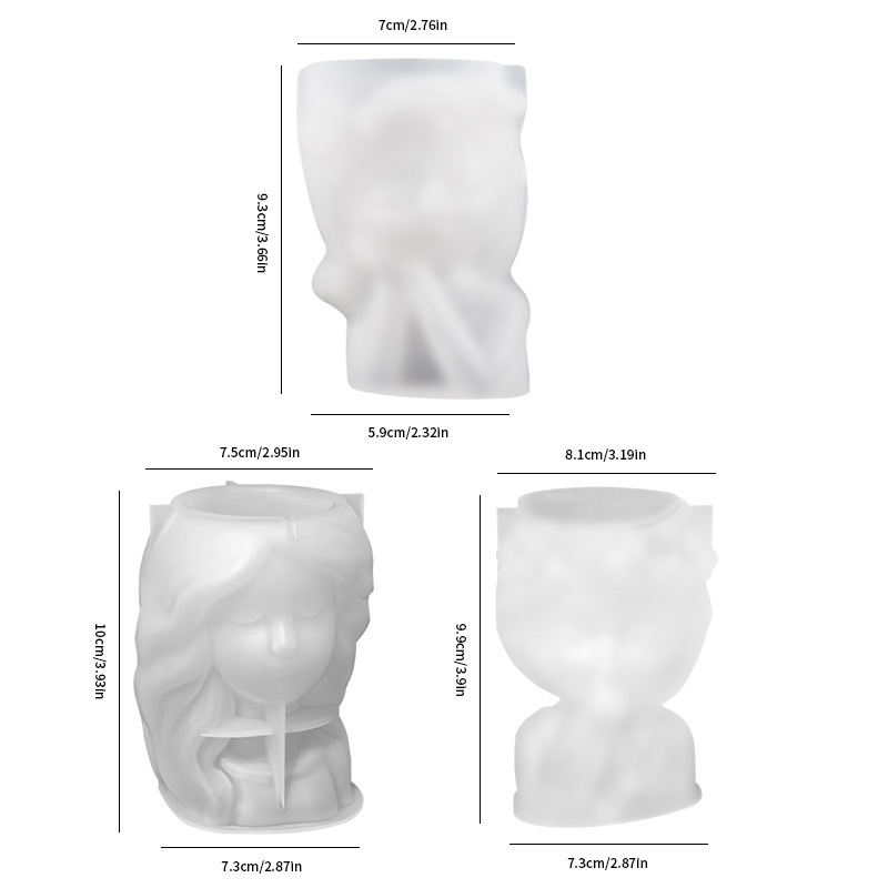 Diy エポキシ樹脂金型美しい女性の肖像画ガールガーゼセメントペンホルダー点滴接着剤植木鉢シリコーン金型クロスボーダー|undefined