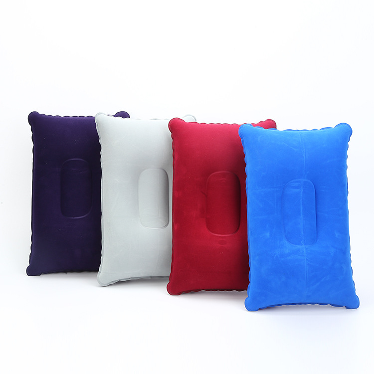 Factory Direct Sale PVC Flocking Inflatable Pillow U-shaped Pillow Sanbao Outdoor Travel Inflatable Pillow Square Pillow Travel Pillow