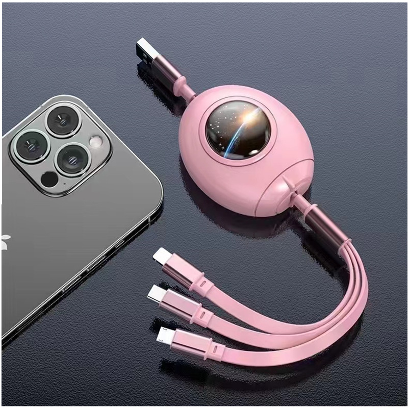 New capsule one-to-three data line telescopic multi-head charging line 3a fast charging gift line fast charging line
