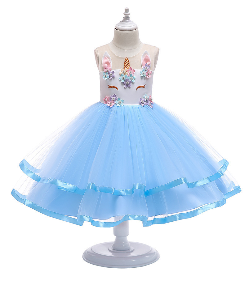 European and American Girls Halloween Princess Dress Lace Pontoon Dress Dress Children's Skirt Children's Wear Double-Layer Fairy Dress