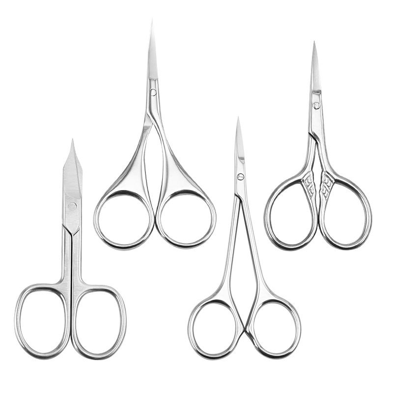 Factory wholesale eyebrow scissors stainless steel eyebrow scissors elbow dead skin scissors eyebrow scissors nose hair scissors sharp eyebrow knife