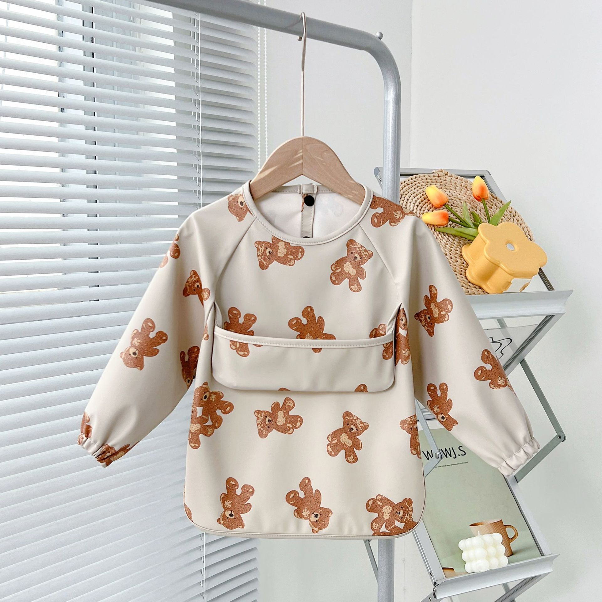 Baby's Long Sleeve Bib Class A New Children's Overalls Girls' Waterproof Men's Anti-Dirty Large Pocket Anti-Dressing 1-3-6 Years Old