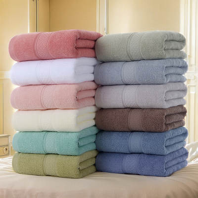 Cross-border foreign trade long-staple cotton 12-color pure cotton bath towel adult wholesale thick plain soft absorbent embroidery logo