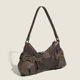 Retro distressed underarm bag American bag waste soil style 2023 autumn and winter New one-shoulder portable rivet French stick bag