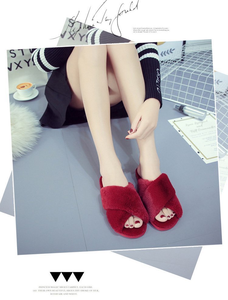 Pantofole Cross Mao Mao da donna invernali commercio estero taglia 43 casa peluche punta aperta caldo cotone da cucire all'ingrosso_voghion.com