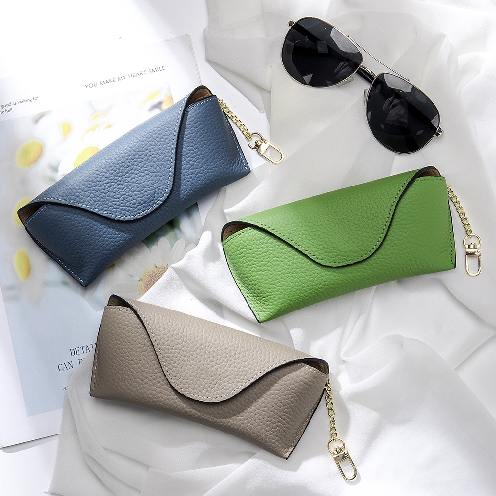 New Genuine Leather Creative Glasses Bag Portable Sunglasses Storage Bag Artistic High Sense Instagram Sunglasses Box Trendy for Men and Women